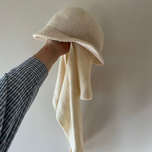 Vintage 70s Eddie Bauer Wool Balaclava Scarf Hat Combo Ivory Ski hat - Picture 6 of 10